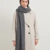 Cable Knit Scarf Charcoal Lambswool Women
