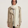 Cable Knit Scarf Ecru Lambswool Women