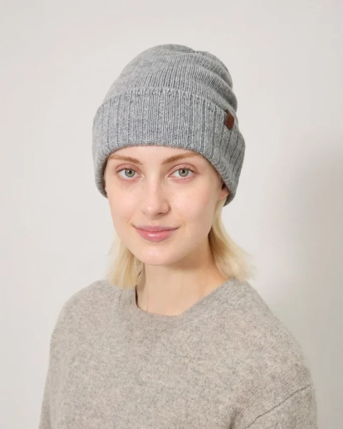 Cashmere Beanie Grey Melange Cashmere Men