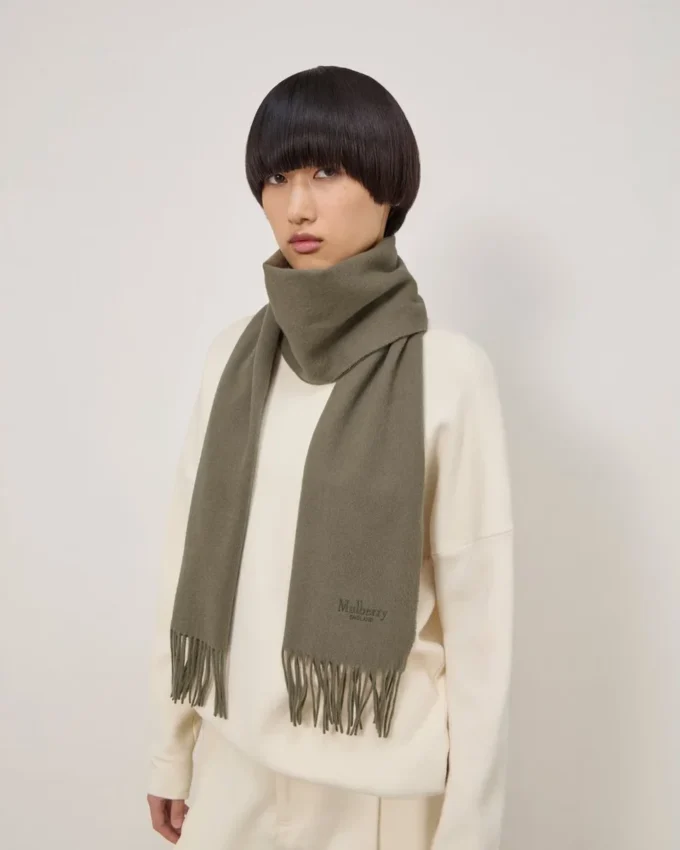 Cashmere Scarf Olive Cashmere Women