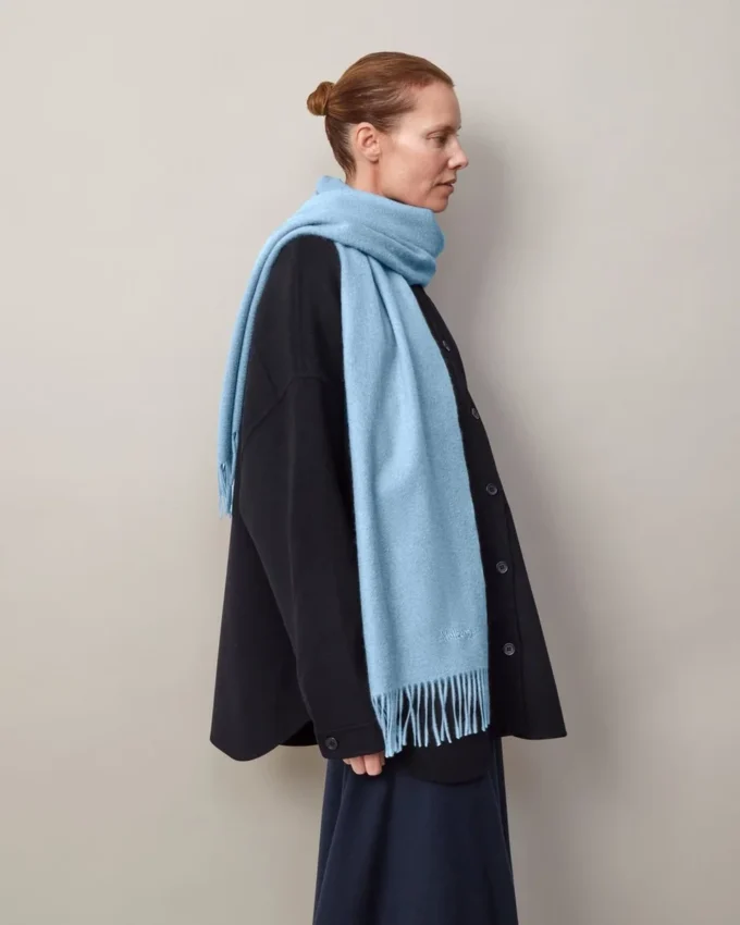 Cashmere Scarf Poplin Blue Cashmere Wool Women