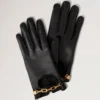 Chain Driving Gloves Black Nappa Women