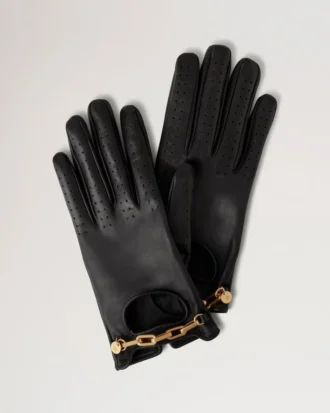 Chain Driving Gloves Black Nappa Women