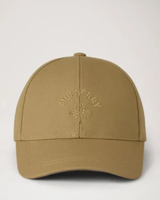 Check Lined Baseball Cap Camel Cotton Men