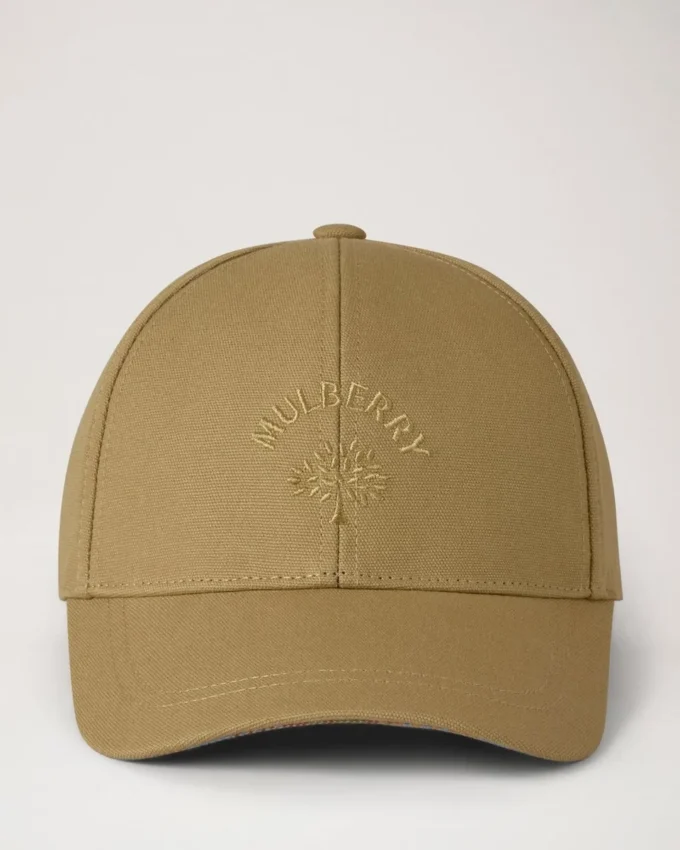 Check Lined Baseball Cap Camel Cotton Men