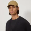 Check Lined Baseball Cap Camel Cotton Men
