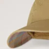 Check Lined Baseball Cap Camel Cotton Men