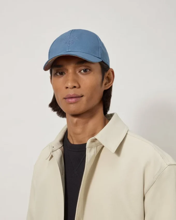 Check Lined Baseball Cap Denim Cotton Men