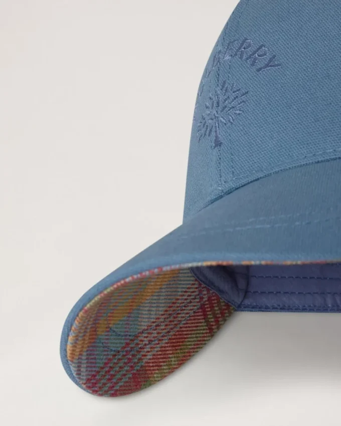 Check Lined Baseball Cap Denim Cotton Men