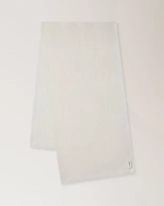 Check & Tree Rectangular Scarf Cream Wool Blend