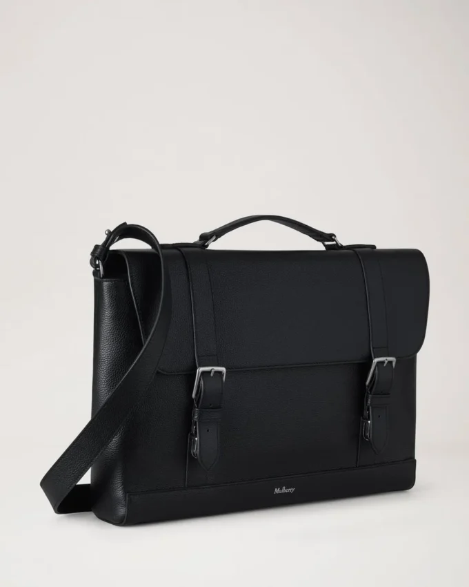 Chiltern Briefcase Black Small Classic Grain Men
