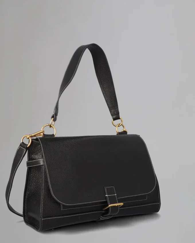 Chiltern Satchel Pre-Loved Black Grain Vegetable Tanned