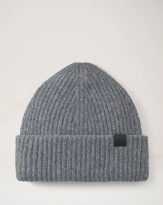Chunky Ribbed Beanie Dark Grey Melange Lambswool