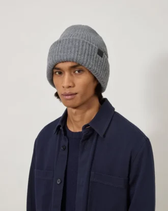 Chunky Ribbed Beanie Dark Grey Melange Lambswool