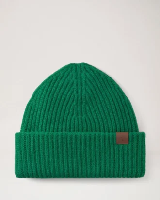 Chunky Ribbed Beanie Emerald Lambswool Men