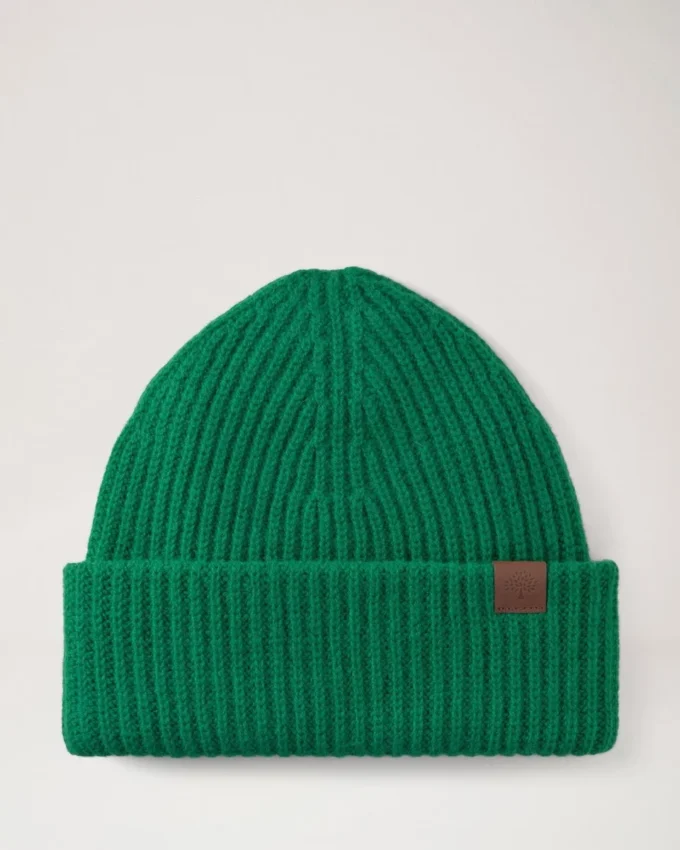 Chunky Ribbed Beanie Emerald Lambswool Men