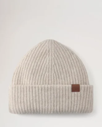 Chunky Ribbed Beanie Oat Lambswool Men