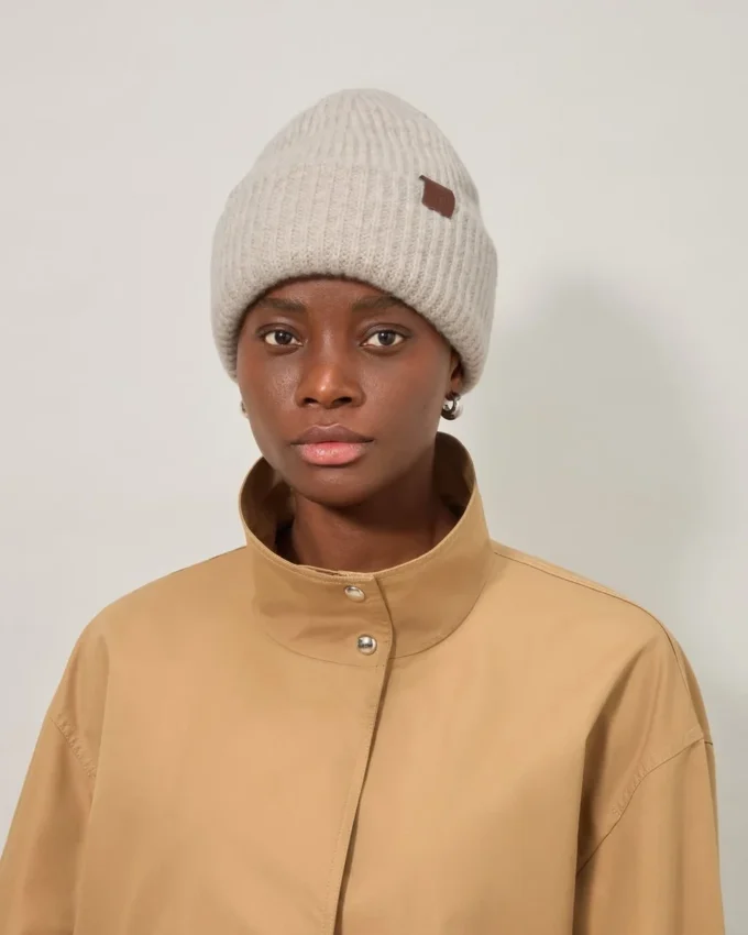Chunky Ribbed Beanie Oat Lambswool Men