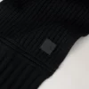 Chunky Ribbed Scarf Black Lambswool Women
