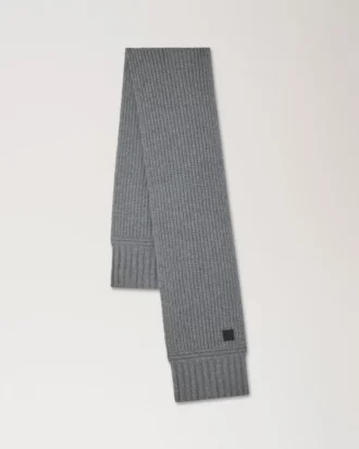 Chunky Ribbed Scarf Dark Grey Melange Lambswool