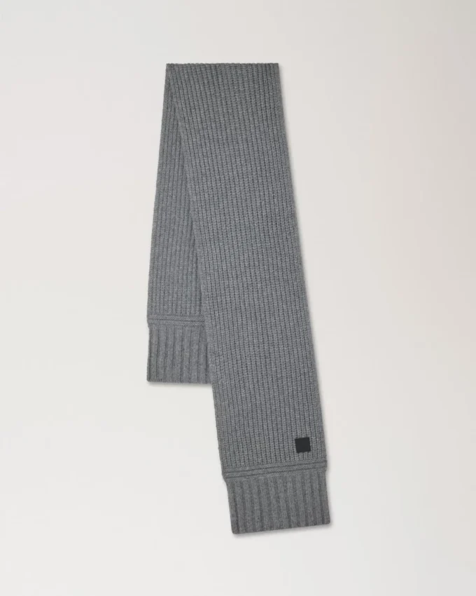 Chunky Ribbed Scarf Dark Grey Melange Lambswool
