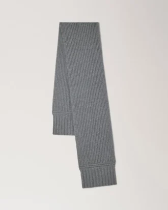 Chunky Ribbed Scarf Dark Grey Melange Lambswool