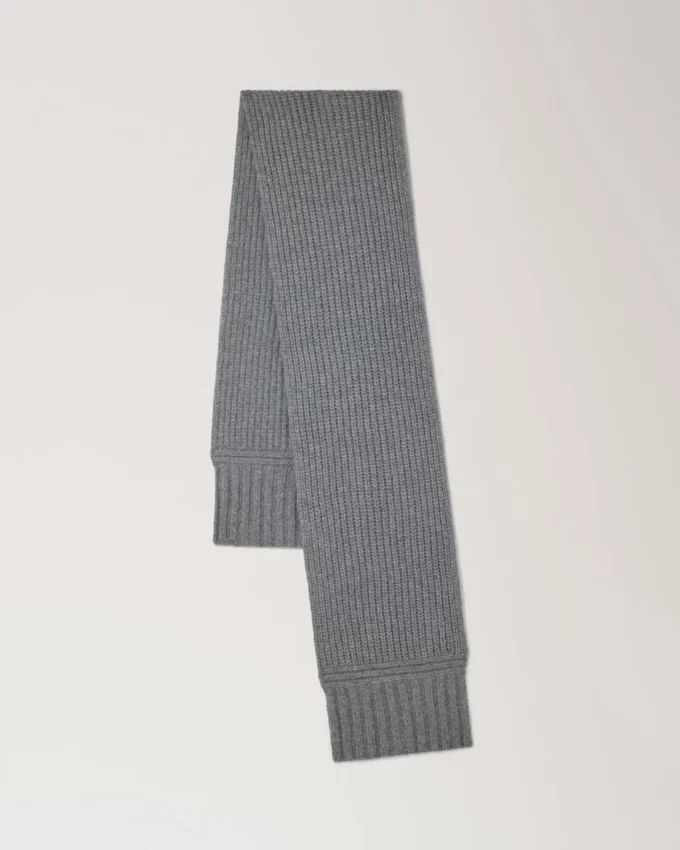 Chunky Ribbed Scarf Dark Grey Melange Lambswool