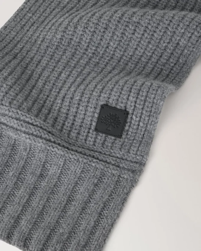 Chunky Ribbed Scarf Dark Grey Melange Lambswool