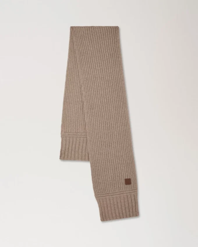 Chunky Ribbed Scarf Oat Lambswool Women