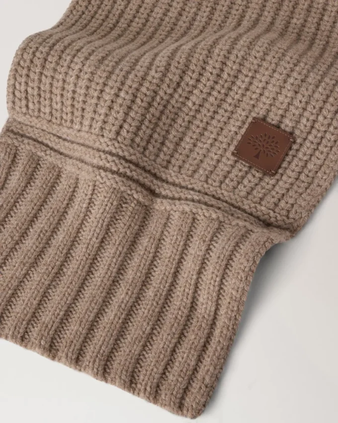 Chunky Ribbed Scarf Oat Lambswool Women