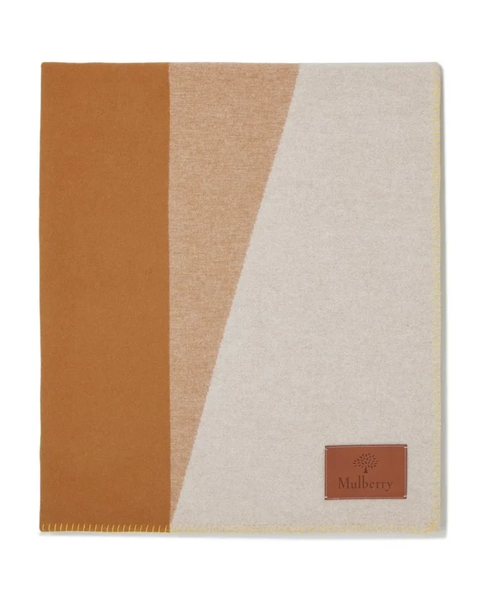 Colour Block Blanket Teak & Cream Lambswool Women