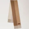 Colour Block Textured Scarf Camel & Eggshell Wool Blend