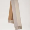 Colour Block Textured Scarf Camel & Eggshell Wool Blend