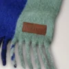 Colour Block Textured Scarf Ebony & Cobalt Blue Wool Blend