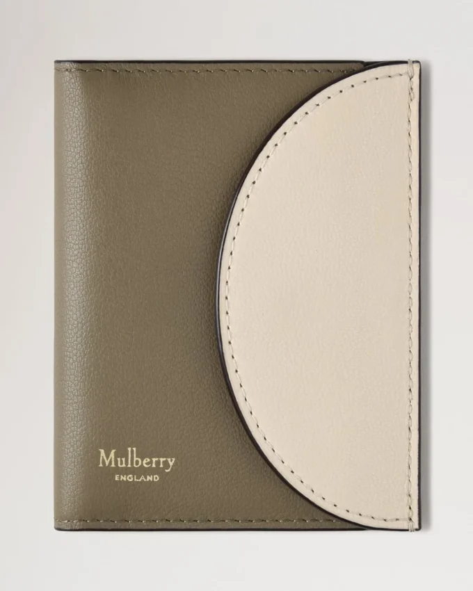 Compact Bifold Card Wallet Eggshell & Linen Green Micro Classic Grain