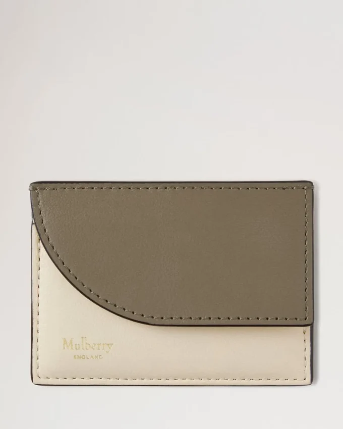 Compact Cardholder Eggshell & Linen Green Micro Classic Grain