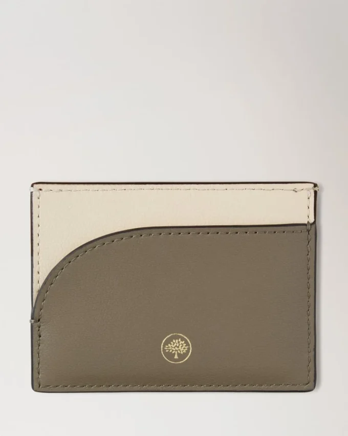 Compact Cardholder Eggshell & Linen Green Micro Classic Grain