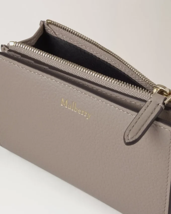 Continental Bifold Zipped Wallet Cashmere Taupe Small Classic Grain