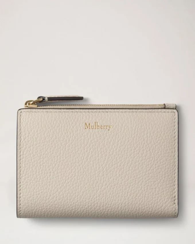 Continental Bifold Zipped Wallet Chalk Small Classic Grain