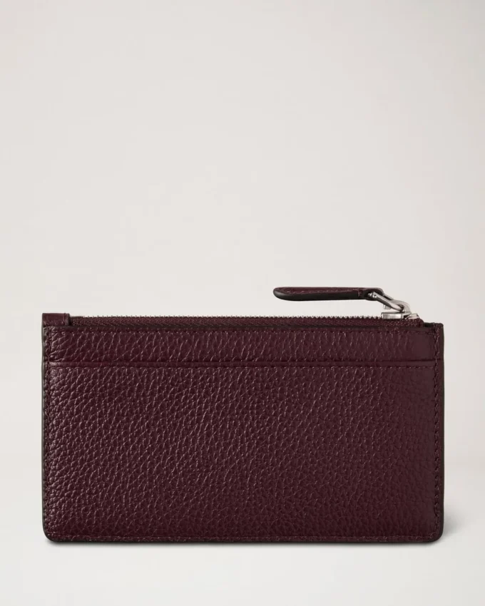 Continental Long Zipped Card Holder Black Cherry Small Classic Grain