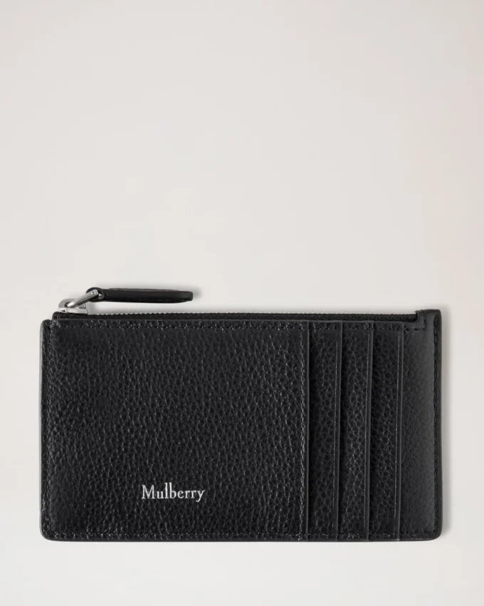 Continental Long Zipped Card Holder Black Small Classic Grain
