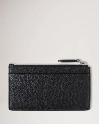 Continental Long Zipped Card Holder Black Small Classic Grain