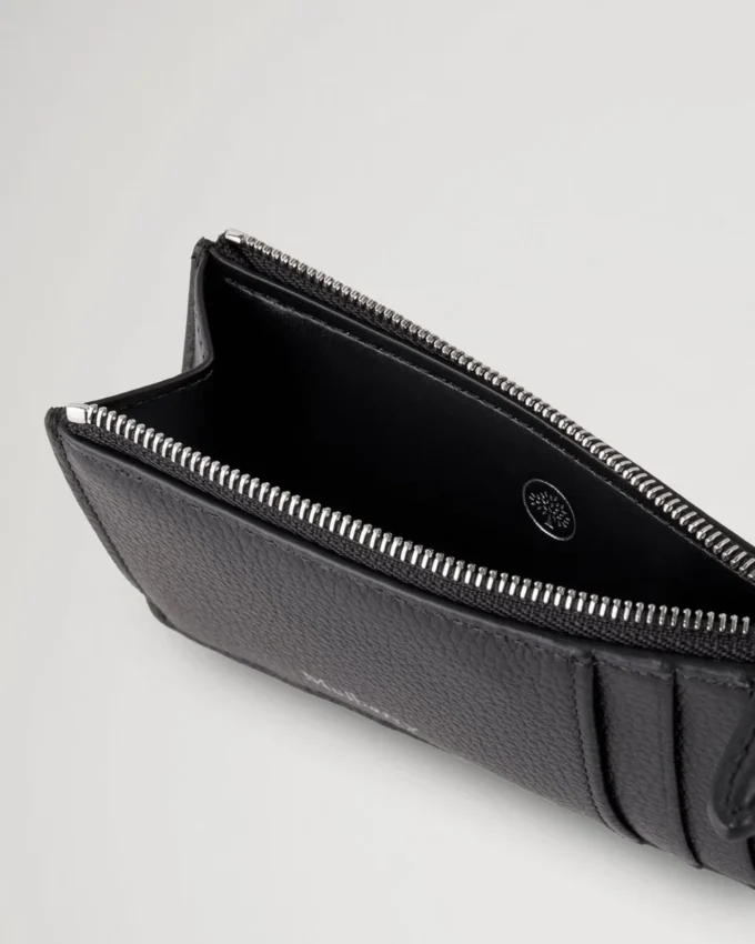 Continental Long Zipped Card Holder Black Small Classic Grain