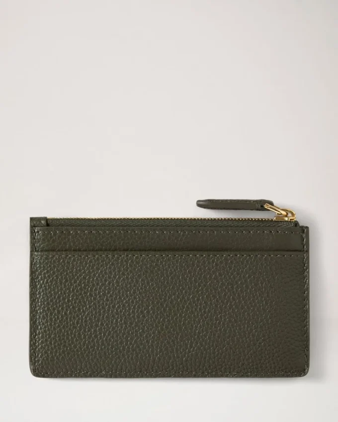 Continental Long Zipped Card Holder Juniper Green Small Classic Grain