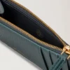 Continental Long Zipped Card Holder Mulberry Green Small Classic Grain