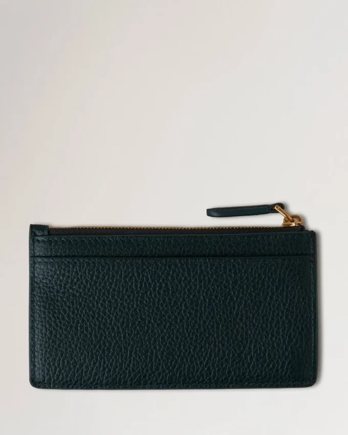 Continental Long Zipped Card Holder Mulberry Green Small Classic Grain