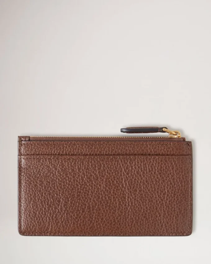 Continental Long Zipped Card Holder Oak Two-Tone Small Classic Grain