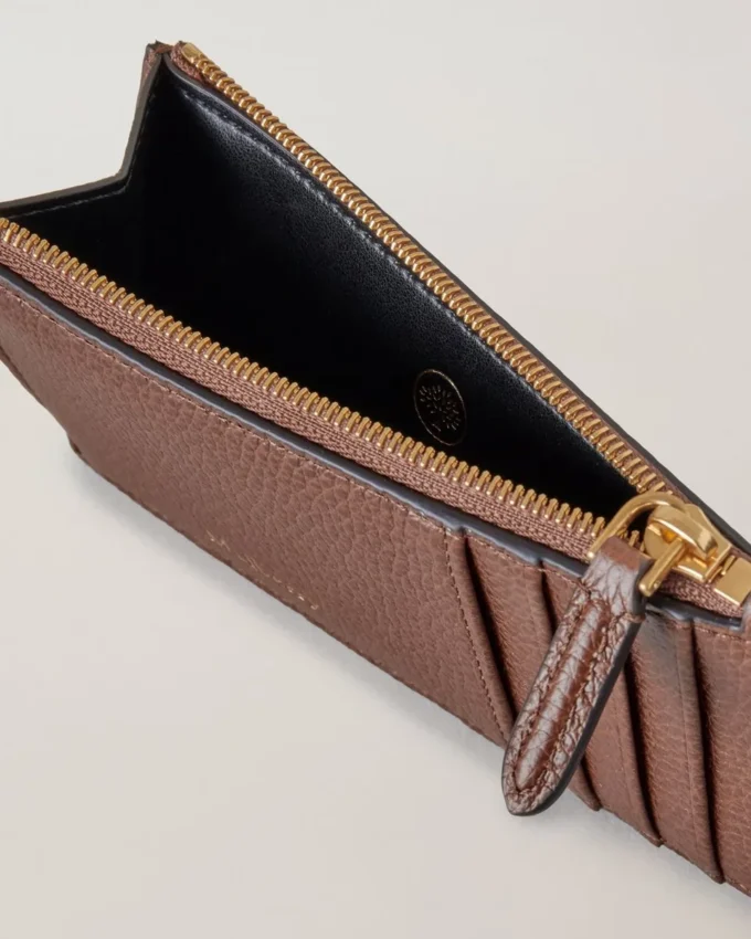 Continental Long Zipped Card Holder Oak Two-Tone Small Classic Grain