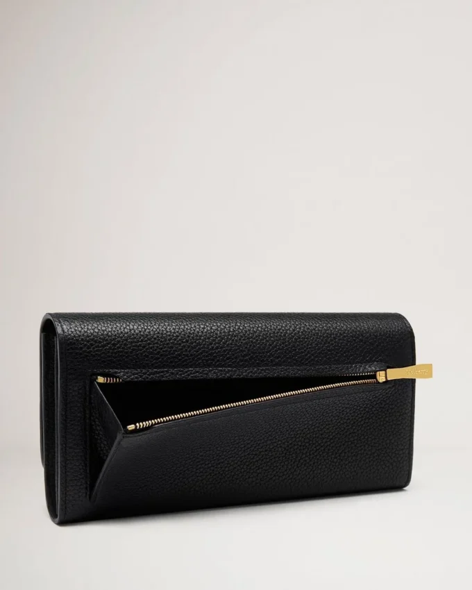 Continental Wallet Black Small Classic Grain Women