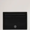 Credit Card Slip Black & Silver Small Classic Grain